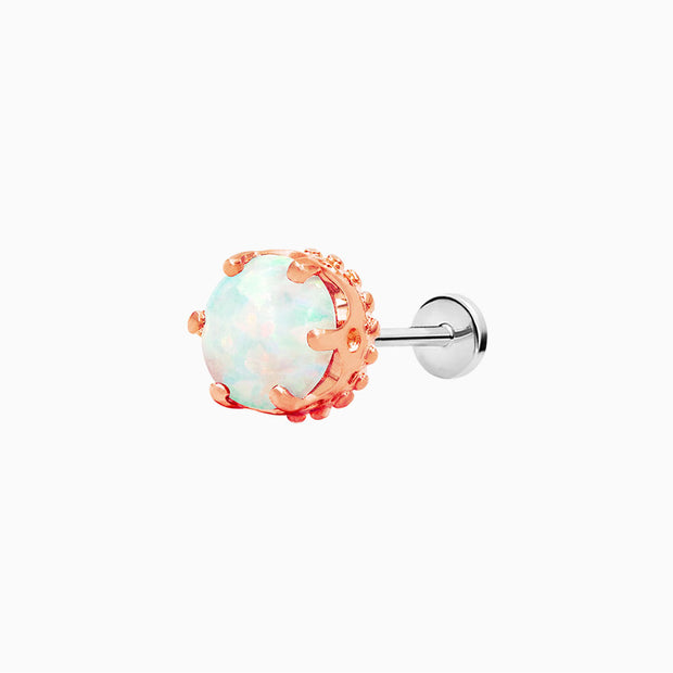 White Opal Crown-set in 14k Rose Gold by Junipurr