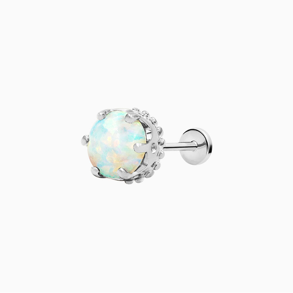 White Opal Crown-set in 14k White Gold by Junipurr