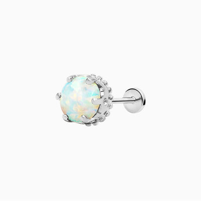 White Opal Crown-set in 14k White Gold by Junipurr