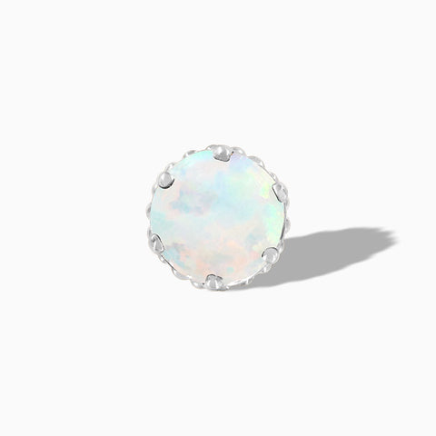 White Opal Crown-set in 14k White Gold by Junipurr