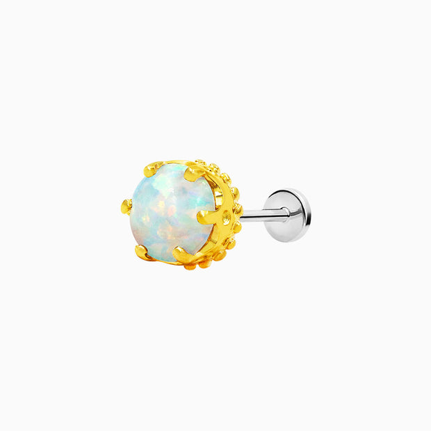 White Opal Crown-set in 14k Yellow Gold by Junipurr
