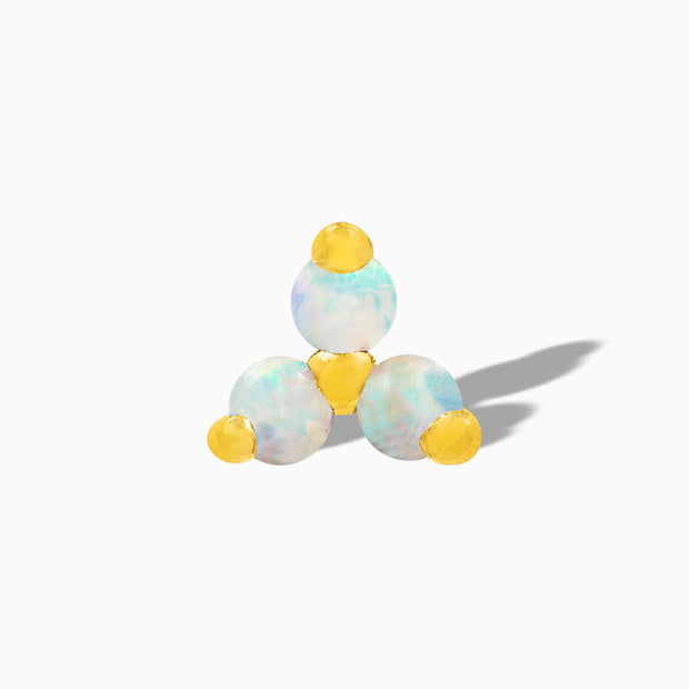 White Opal Trinity in 14k Yellow Gold by Junipurr